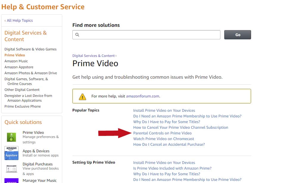 Amazon prime store parental controls