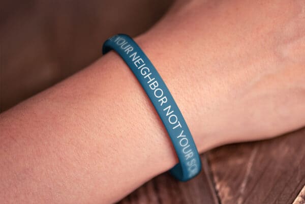 "Love Your Neighbor, Not Your Screen" Wristband - Image 2